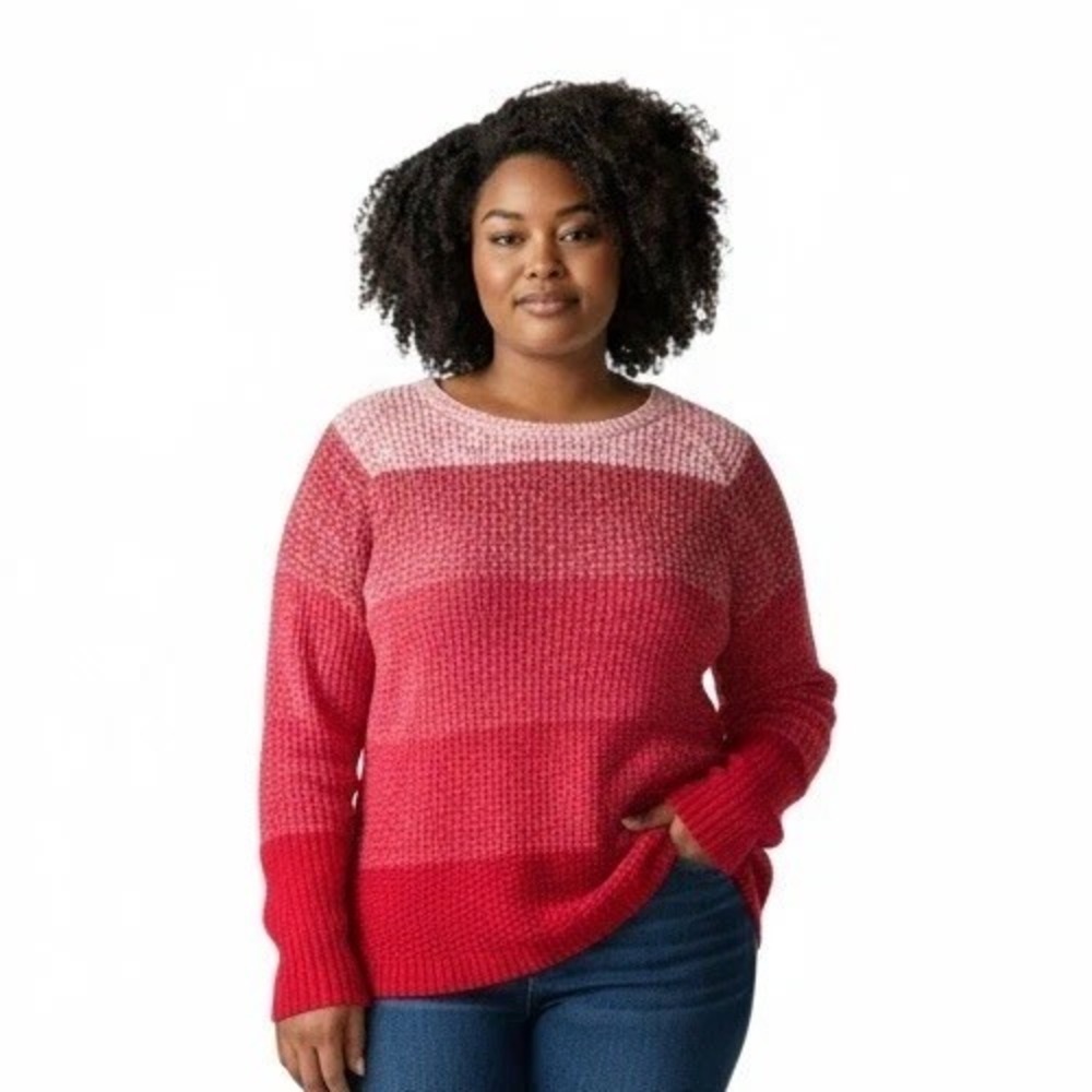 Christopher & Banks Sweater‎ Tri-Color Reds/Pinks Size Large